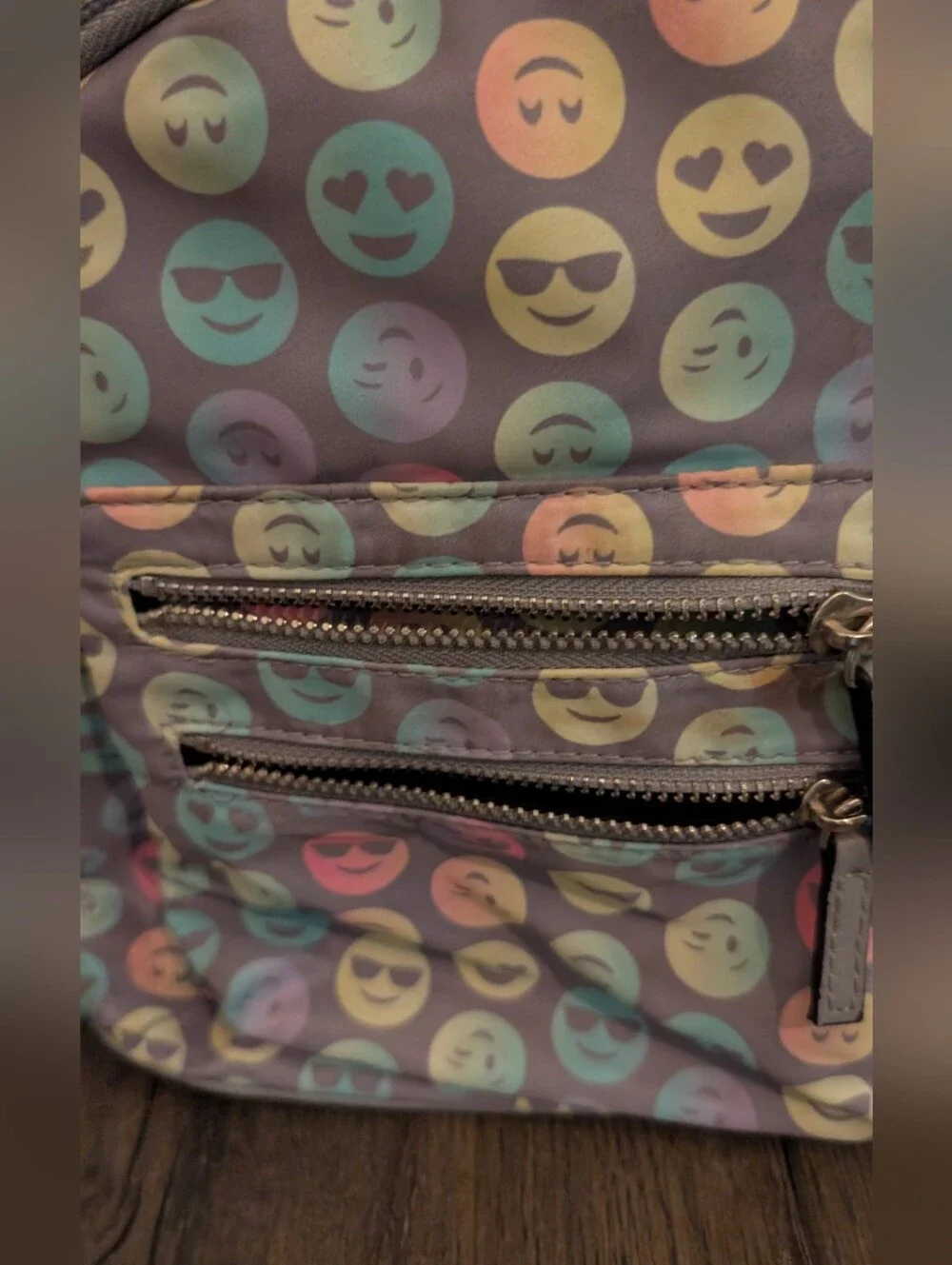 Emoji Print Gray Mini Backpack - Women Or Tween Bags